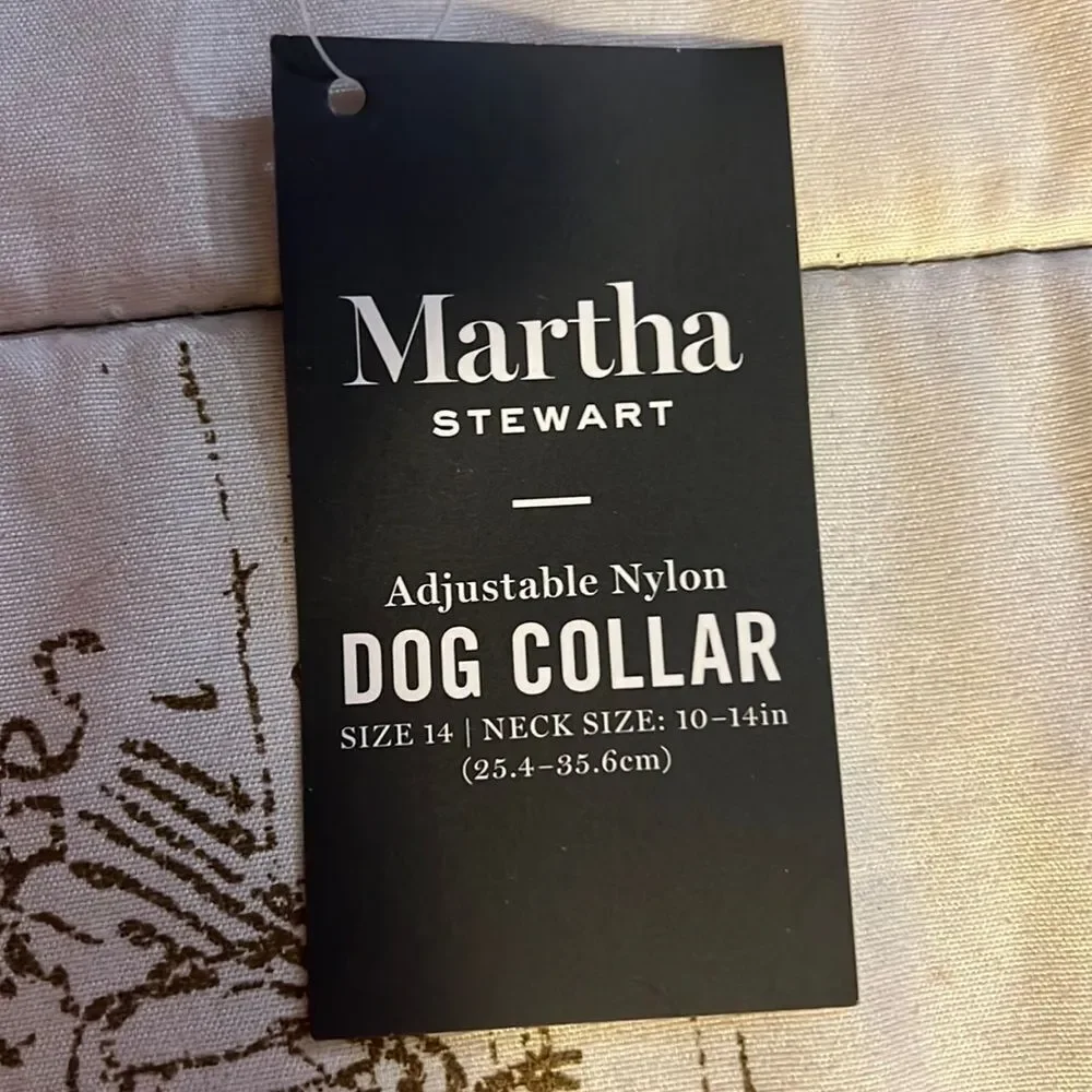 Martha Stewart Adjustable Nylon Teal Dog Collar Sz 14